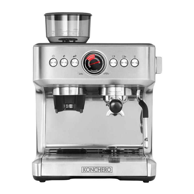 Konchero Serena 5023 PIDÇift Kazanlı Öğütücülü Barista Espresso Kahve Makinesi, 1 Gruplu, kahve aksesuarı