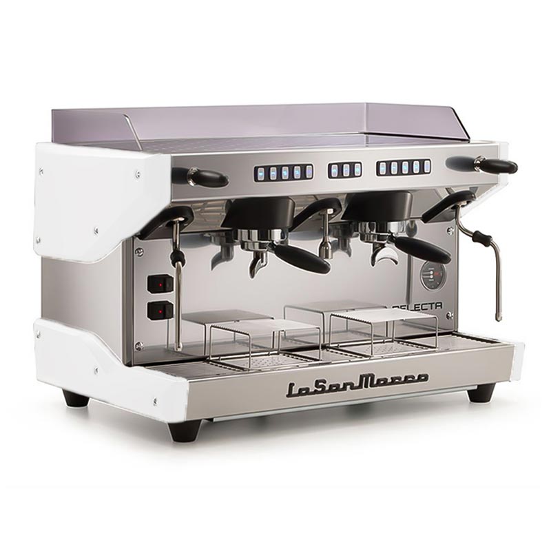 La San Marco Delecta Tam Otomatik Espresso Kahve Makinesi, 2 Gruplu, Beyaz, kahve aksesuarı