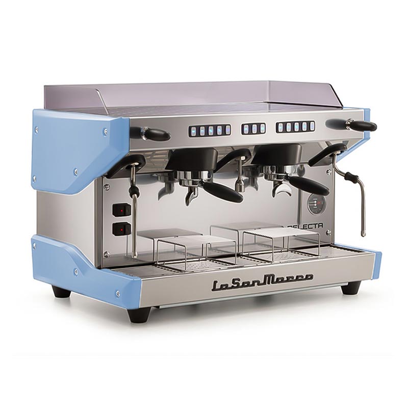 La San Marco Delecta Tam Otomatik Espresso Kahve Makinesi, 2 Gruplu, Gök Mavi, kahve aksesuarı
