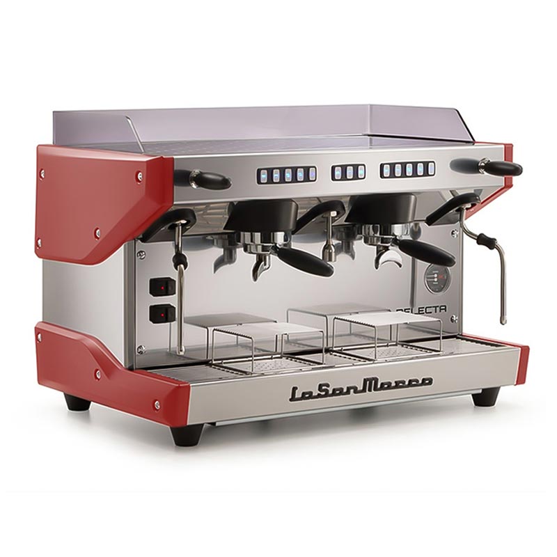 La San Marco Delecta Tam Otomatik Espresso Kahve Makinesi, 2 Gruplu, Kırmızı, kahve aksesuarı
