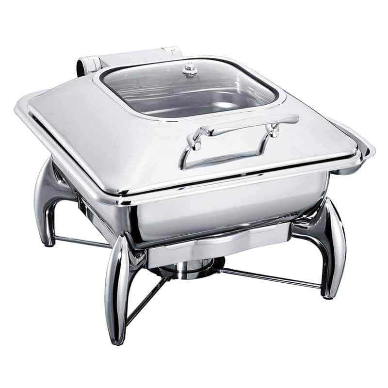 oztiryakiler chafing dish dikdortgen cam kapakli standli 6 lt 23 gn