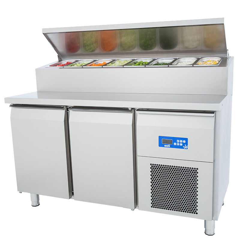 oztiryakiler cift inox kapili buzdolabi pizza hazirlik tablali tag 270 ntv 142x70 cm