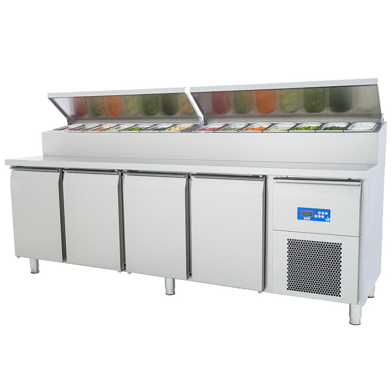 oztiryakiler dort inox kapili buzdolabi pizza hazirlik tablali tag 470 ntv 240x70 cm