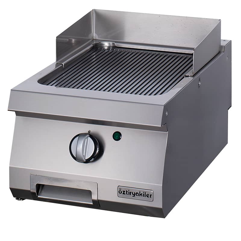 oztiryakiler elektrikli grill plate oluklu 40x70x30 cm krom kapli oge 4070 n c