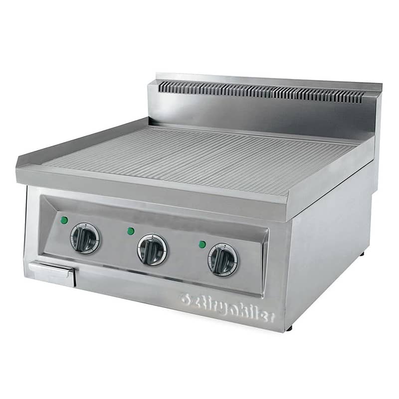 oztiryakiler elektrikli grill plate oluklu krom kapli 70x65x30 cm ogp 7065 n c