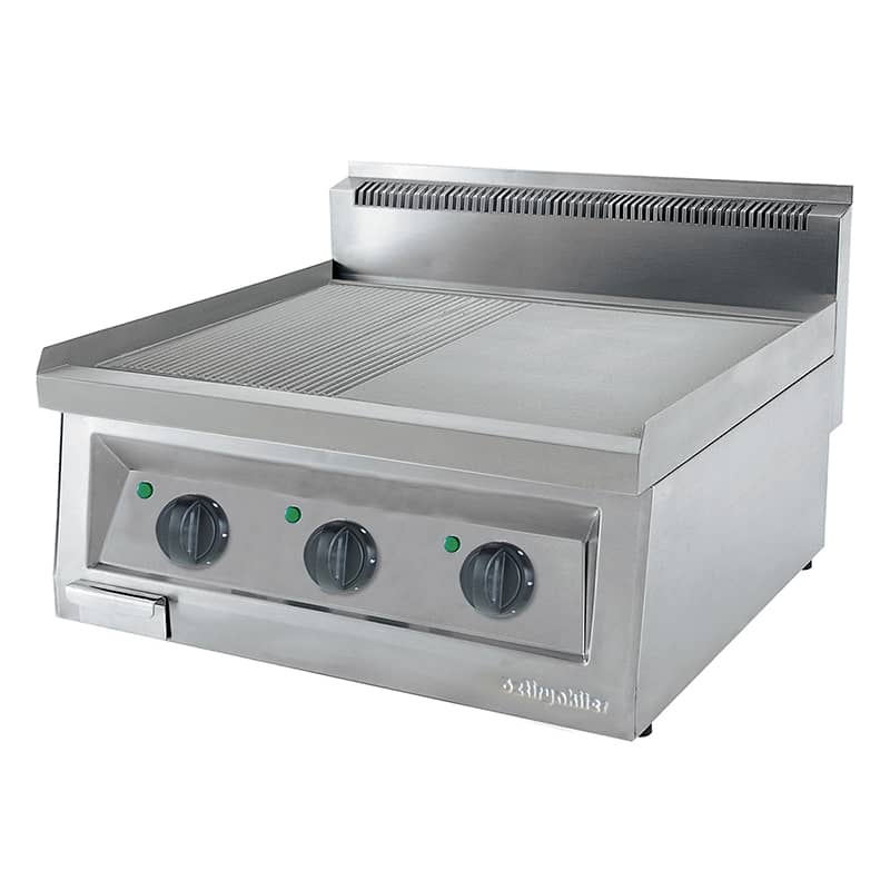 oztiryakiler elektrikli grill plate yari oluklu 70x65 cm krom kapli ogp 7065 12n c