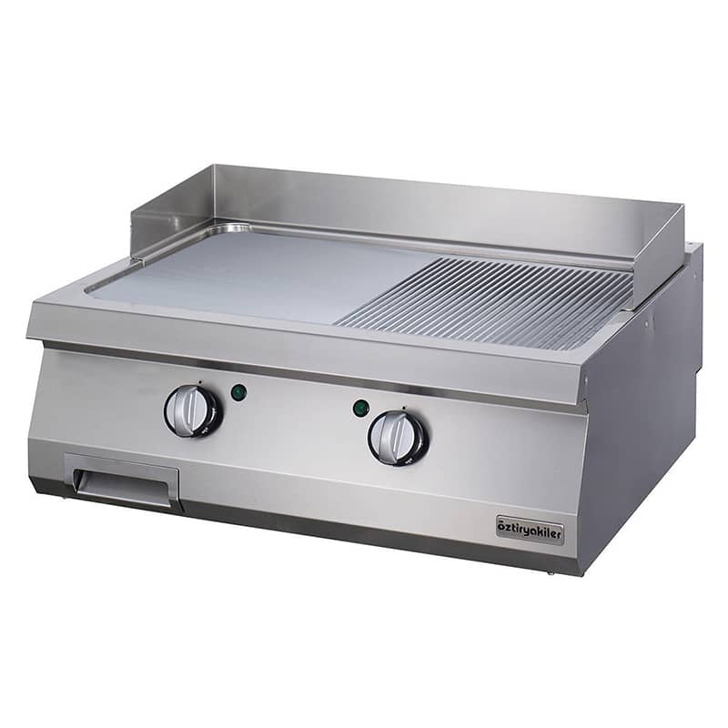 oztiryakiler elektrikli grill plate yari oluklu 80x70x30 cm krom kapli oge 8070 12 n c