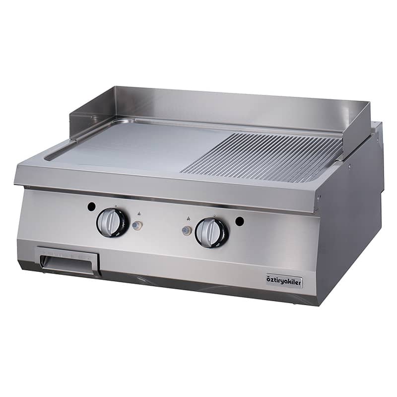 oztiryakiler gazli grill plate yari oluklu 80x70x30 cm krom kapli ogg 8070 12 n
