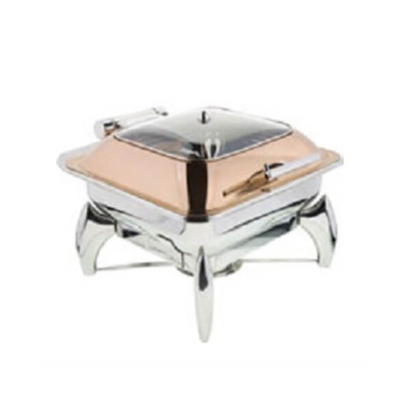 oztiryakiler kare cam kapakli bakir chafing dish ayakli gn 23 6 lt
