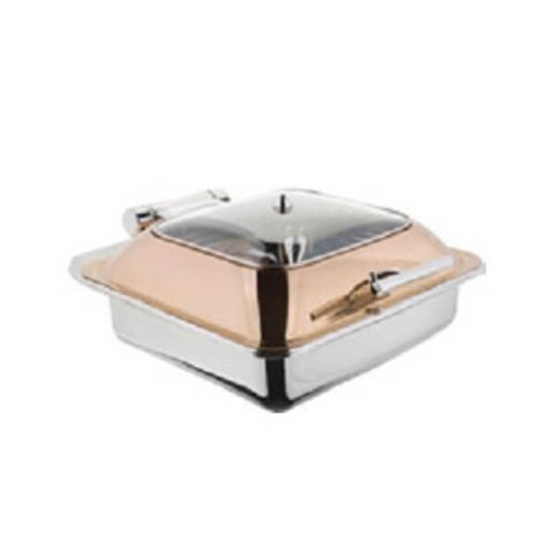 oztiryakiler kare cam kapakli bakir chafing dish ayaksiz gn 23 6 lt