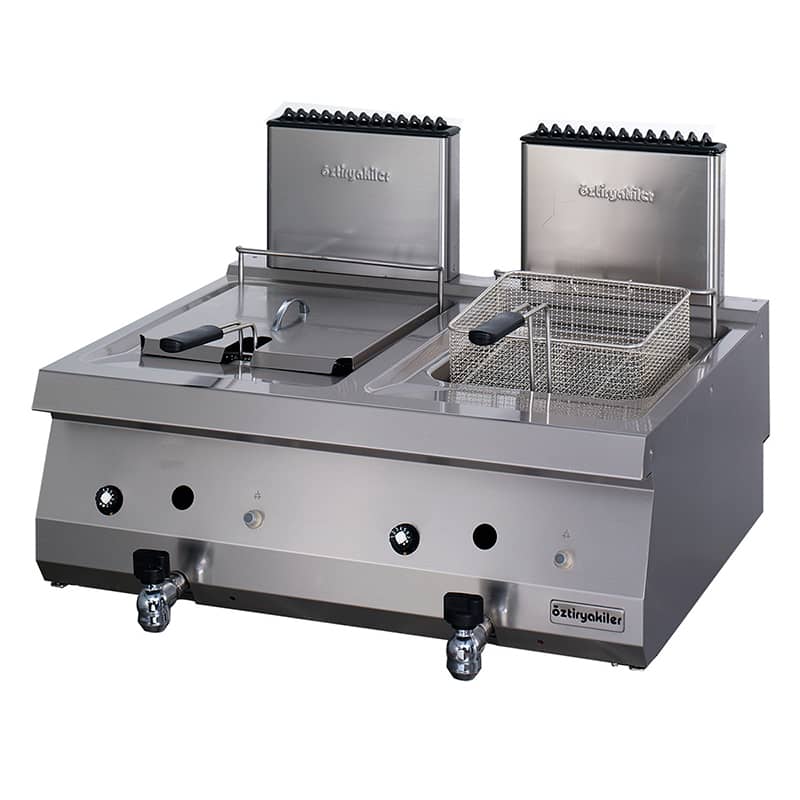 oztiryakiler set ustu gazli fritoz ciftli 80x70x30 cm ofgi 8070