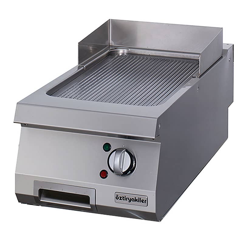oztiryakiler elektrikli grill plate oluklu krom kapli 40x90x30 cm oge 4090 n c