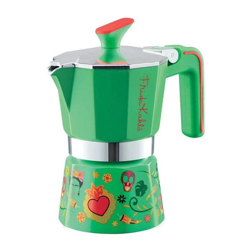 Pedrini Frida Kahlo Moka Pot, 3 Cup, Yeşil, kahve aksesuarı