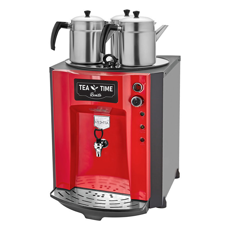 Remta DE10P Premium Jumbo Çay Makinesi, 3 Demlikli, 40 L, Elektrikli, Kırmızı, çay kazanı ve sıcak içecek ekipmanı