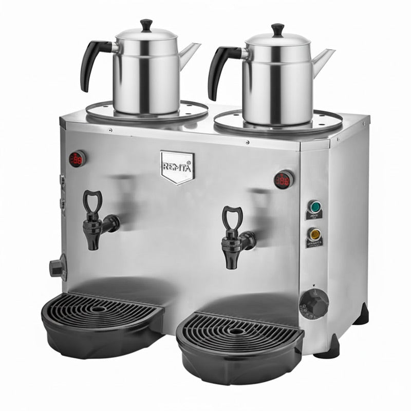 Remta DE15 Jumbo Çay Makinesi, 2 Demlikli, 9+9 L, Elektrikli, Gri, çay kazanı ve sıcak içecek ekipmanı