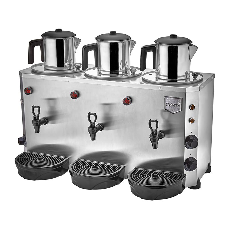 Remta DE16 Jumbo Çay Makinesi, 3 Demlikli, 9+9+9 L, Elektrikli, çay kazanı ve sıcak içecek ekipmanı