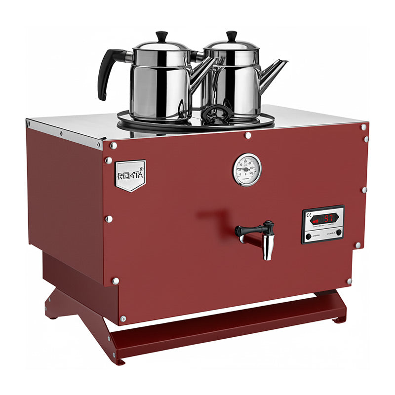Remta EP02-L Çift Cidarlı 2 Demlikli Çay Makinesi, 20 L, Elektrikli, Kırmızı, içecek hazırlama makinesi