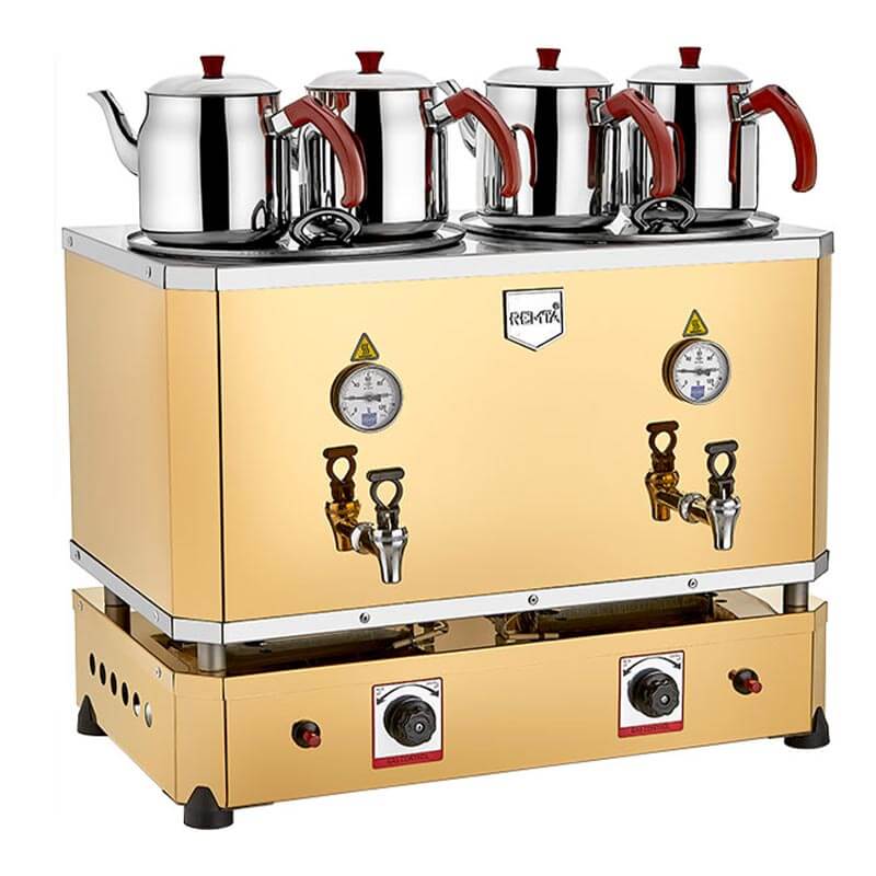 Remta N16 Jumbo Çay Makinesi, 4 Demlikli, 46 L, Doğalgazlı, çay kazanı ve sıcak içecek ekipmanı