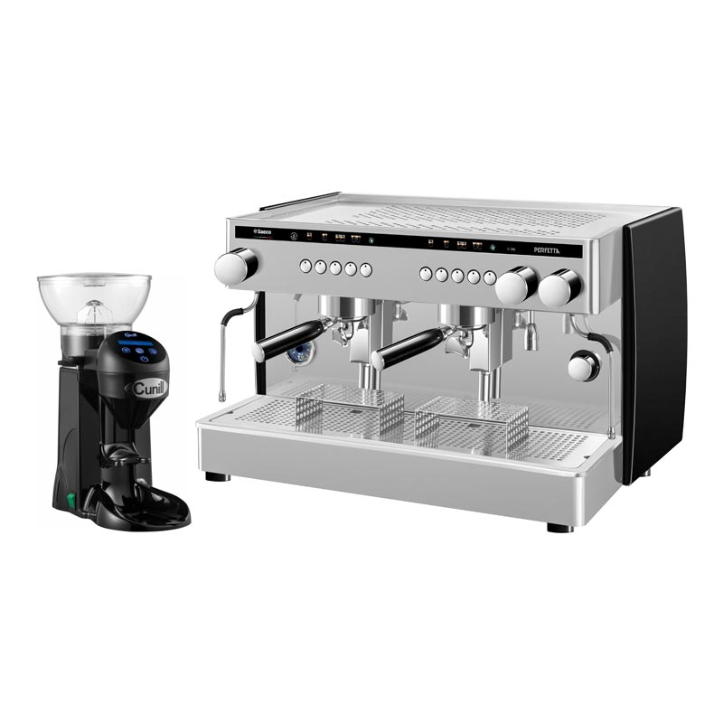 Saeco Perfetta Tall Cup Espresso Kahve Makinesi, 2 Gruplu, Siyah + Cunill Tranqilo Kahve Değirmeni, espresso takip aynası