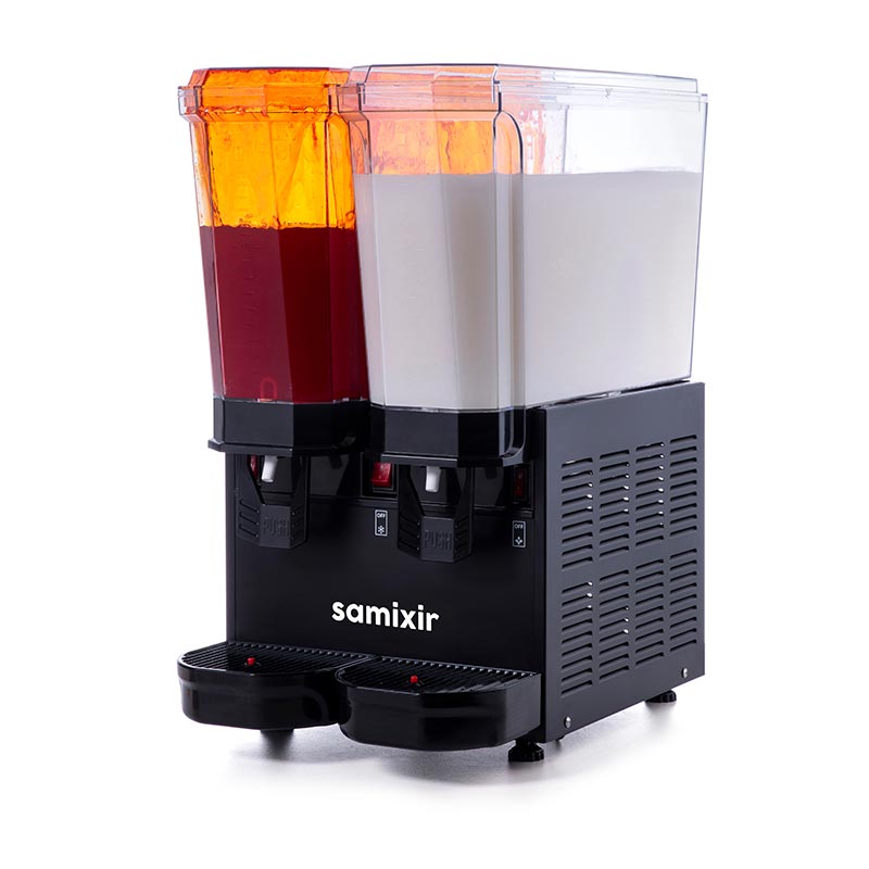 Samixir 40.SMB Klasik Twin Soğuk İçecek Dispenseri, 20+20 L, Fıskiyeli ve Karıştırıcılı, Siyah, soğuk içecek dispenseri