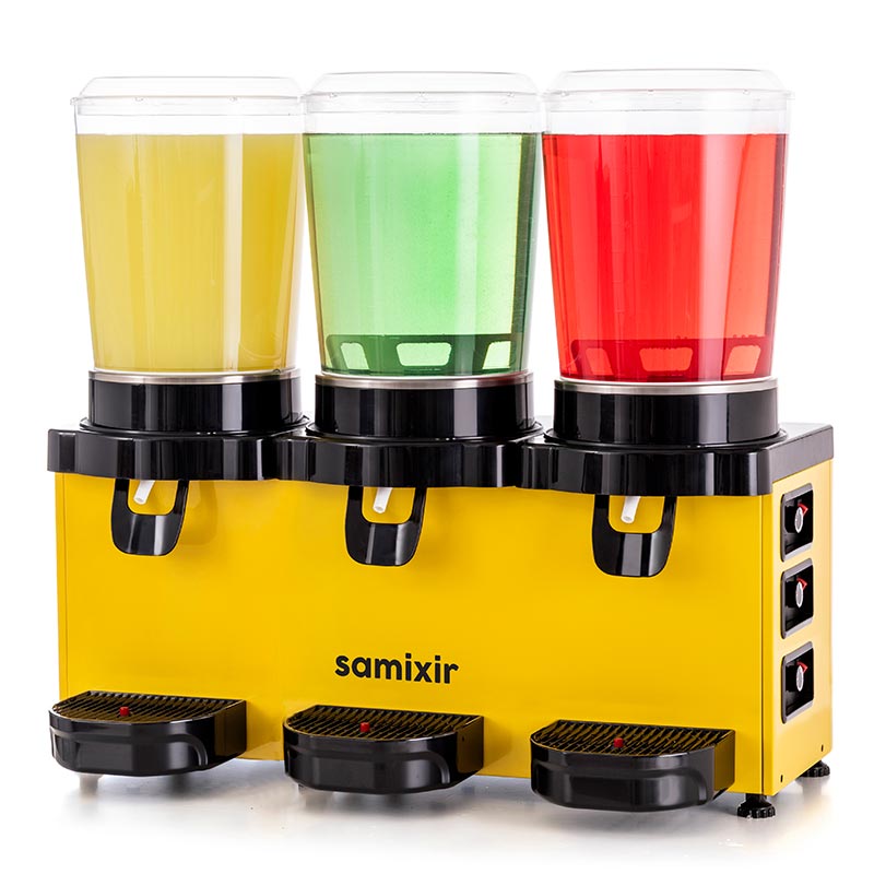 Samixir MMM30 Panaromik Triple Soğuk İçecek Dispenseri, 10 L+10 L+10 L, Sarı, soğuk içecek dispenseri