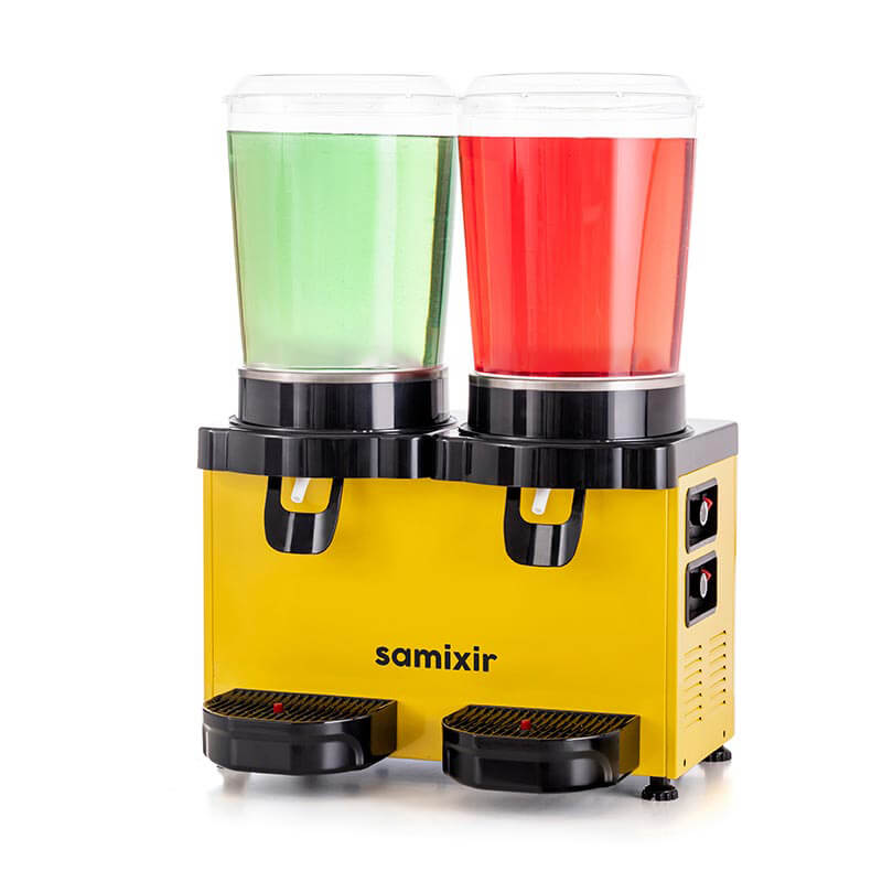 Samixir SS20 Twin Panaromik Fıskiyeli Soğuk İçecek Dispenseri, 10 L+10 L, Sarı, soğuk içecek dispenseri