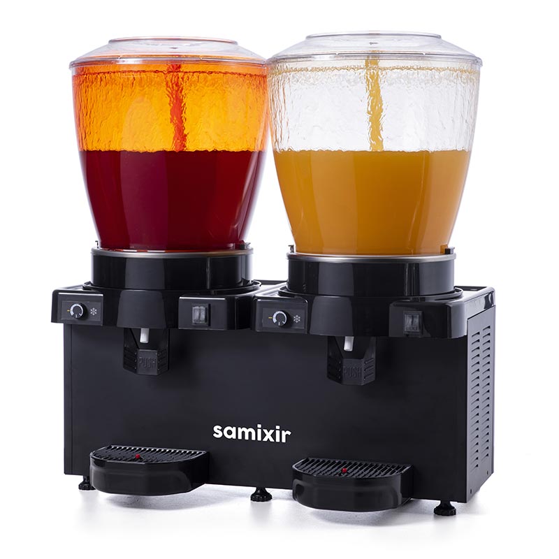 Samixir SS44 Panaromik Analog Twin Soğuk İçecek Dispenseri, 22+22 L, Fıskiyeli, Siyah, içecek dispenseri