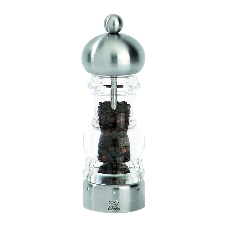 Peugeot Senlis Acrylic Karabiber Değirmeni, 18 cm, Inox, biber değirmeni