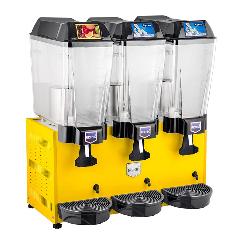 Remta ST19 Şerbet Soğutucu, 3 Hazneli, Şerbet+Ayran+Ayran, 20+20+20 L, Sarı, soğuk içecek dispenseri