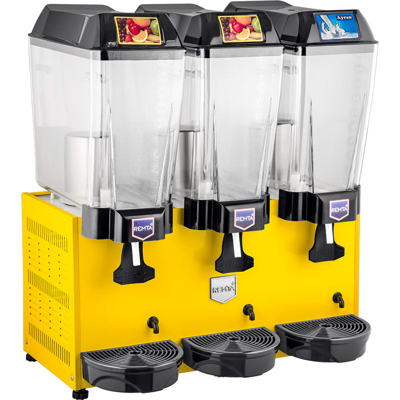 Remta ST17 Şerbet+Şerbet+Ayran Soğutucu, 3 Hazneli, 20+20+20 L, Sarı, soğuk içecek dispenseri