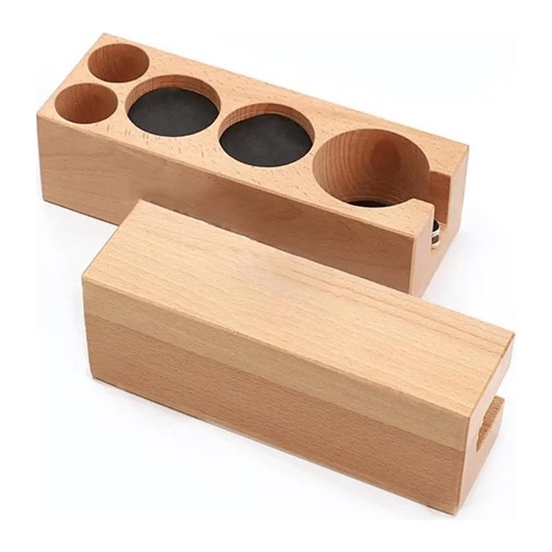 Vosco VSC-MT4 5 Gözlü Ahşap Tamper Standı, kahve aksesuarı