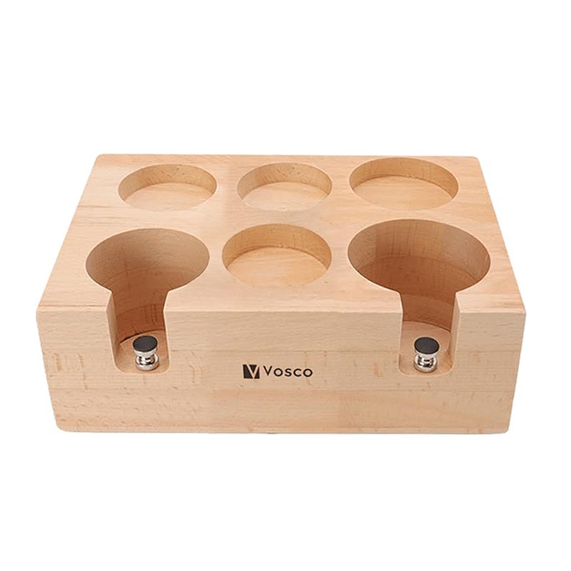 Vosco VSC-MT6 6 Gözlü Ahşap Tamper Standı, kahve aksesuarı