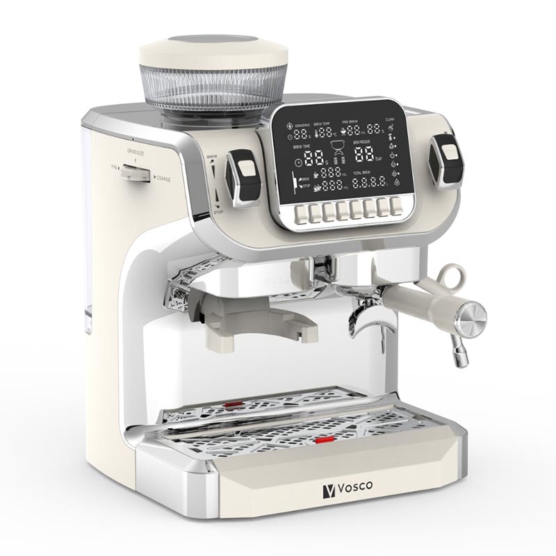 Vosco VST-520ECBÖğütücülü Barista Espresso Kahve Makinesi, 1 Gruplu, Beyaz, kahve aksesuarı