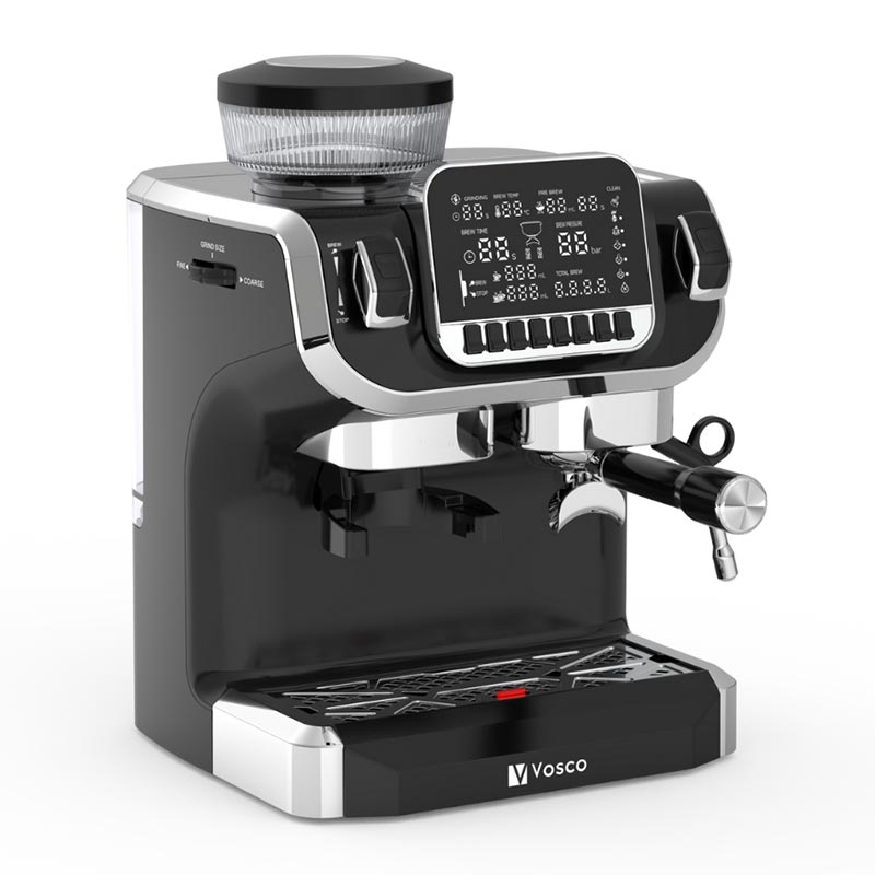 Vosco VST-520ECSÖğütücülü Barista Espresso Kahve Makinesi, 1 Gruplu, Siyah, kahve aksesuarı